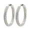 Brass Hoop Earrings, Ring, Platinum, 23.5x25x3mm
