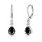 Brass Cubic Zirconia Dangle Earrings, Teardrop, Platinum, Black, 33x8mm