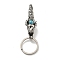 Tibetan Style 316 Surgical Stainless Steel Fittings with 304 Stainless Steel Key Ring with Synthetic Turquoise, Elephant, Antique Silver, 84.5mm