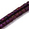 Electroplated Natural Lava Rock Beads Strands, Octagon, Faceted, Matte Style, Purple Plated, 6.5~7x6.5~7x6.5~7mm, Hole: 1.4mm, about 58pcs/strand, 15.75''(40cm)