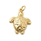 Brass Pendants, with Jump Ring, Rack Plating, Long-Lasting Plated, Lead Free & Cadmium Free, Real 18K Gold Plated, Turtle, 19.5x16x4mm, Hole: 3.5mm