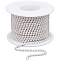 1Roll Brass Claw Chains, with ABS Plastic Imitation Pearl Beads, with Spool, Silver, SS8.5, 2.4~2.5mm, about 10yards/roll(9.14m/roll)