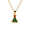 Christmas Alloy Enamel Pendant Necklaces, Golden, Green, Christmas Tree, 18.50 inch(47cm), Pendant: 20x11mm