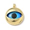 Brass Resin Pendants, Flat Round with Eye, Long-Lasting Plated, Rack Plating, Cadmium Free & Lead Free, Real 18K Gold Plated, 35x32x8mm, Hole: 5x4mm