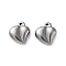 Non-Tarnish 304 Stainless Steel Pendants, Heart Charm, Stainless Steel Color, 15x14x6mm, Hole: 1.2mm