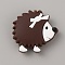 Hedgehog Food Grade Eco-Friendly Silicone Beads, Coconut Brown, 31x33x10mm, Hole: 2mm