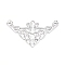 Iron Filigree Joiners, Etched Metal Embellishments, Corner Shape with Flower, Platinum, 26x48x0.5mm