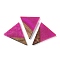 Resin & Wood Pendants, Inverted Triangle Charms, Fuchsia, 37x31x3.5mm, Hole: 2mm