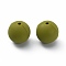 Silicone Beads, Round, Olive, 14.5~15mm, Hole: 2.2mm