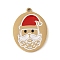 Christmas Theme Ion Plating(IP) 304 Stainless Steel Enamel Pendants, Golden, Santa Claus, 16.5x12.5x1.5mm, Hole: 1mm