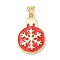 Brass Pendants, Snowflake Pattern Charms, with Enamel, Long-Lasting Plated, Rack Plating, Lead Free & Cadmium Free, Real 18K Gold Plated, 22.5x16x2mm, Hole: 5x3mm