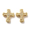 Brass Micro Pave Cubic Zirconia Beads, Long-Lasting Plated, Cadmium Free & Lead Free, Cross, Golden, 13x11.5x3.5mm, Hole: 1.2mm
