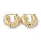 Texture Rings Brass Hoop Earrings for Women, Real 18K Gold Plated, 22x8mm