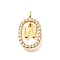 Brass Micro Pave Cubic Zirconia Pendants, Real 18K Gold Plated, Oval with Letter Charms, Letter W, 18.5x11x3.5mm, Hole: 2x1.5mm