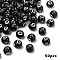50Pcs Spray Painted Acrylic Beads, Large Hole Beads, Eight Ball Beads, Billiards, Black, 12mm, Hole: 4mm