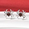 Spider Brass Micro Pave Cubic Zirconia Stud Earrings, Rack Plating, Long-Lasting Plated, Cadmium Free & Lead Free, Platinum, 9x10mm