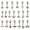 20Pcs Alloy Replacement Zipper Sliders, with Alloy Pendants, Antique Silver & Platinum, 37~46mm
