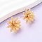Flower Brass Stud Earrings, Real 18K Gold Plated, 23x23mm