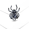 Halloween Alloy Rhinestone Brooch, Spider, Sapphire, 47x36mm