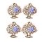 Alloy and Rhinestone Pendants, Tree with Rose Charms, Violet, 19x16mm