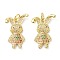 Brass Micro Pave Cubic Zirconia Pendant, with Jump Rings, Long-Lasting Plated, Lead Free & Cadmium Free, Rabbit, Real 18K Gold Plated, 25x17.5x5mm, Hole: 3.4mm