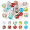 20Pcs 10 Colors Transparent Glass Beads, Hand Drawn Beads, with Flower & Cloud & Flower & Fruit & Rabbit Enamel Pattern, Round, Mixed Color, 14~15x13~13.5mm, Hole: 1.5~1.6mm, 2Pcs/color