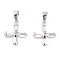 Rhodium Plated 925 Sterling Silver Pave Clear Cubic Zirconia Pendants, Religion Cross Charms wit 925 Stamp, Real Platinum Plated, 15.5x13x3.5mm, Hole: 3.5x6mm
