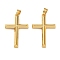 Brass Pendants, Cross Charms, Real 18K Gold Plated, 35.5x22x3.5mm, Hole: 3.5x5mm