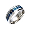 Bling 201 Stainless Steel Cross Finger Ring for Easter, Deep Sky Blue, US Size 13(22.2mm)