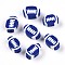 Handmade Polymer Clay Beads, Rugby, Blue, 10.5x6.5x4.5mm, Hole: 1.4mm
