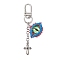 Evil Eye Glass Seed Loom & Cross Alloy Pendant Decoration, Swivel Lobster Claw Clasps for Bag Ornaments, Platinum, 81mm
