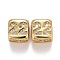 Brass Micro Pave Clear Cubic Zirconia Beads, Dice with Number, Golden, Num.22, 8.5x8.5x8.5mm, Hole: 3.5mm