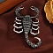 Scorpion Rhinestone Brooch Pin, Alloy Badge for Backpack Clothes, Antique Silver, Jet, 85x47mm