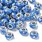 Transparent Resin Rondelle European Beads, with Horse Eye Paillette & Platinum Tone Brass Cores, Large Hole Beads, Cornflower Blue, 14x8.5mm, Hole: 5mm
