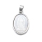 Brass Pave Carved Natural White Shell Religion Oval Pendants, Virgin Mary Charms, Platinum, 23x15x3.5mm, Hole: 2x4.5mm