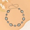 Oval Flower Alloy with Dyed Synthetic Turquoise Link Chain Waist Belly Chains for Women, Turquoise Color, Antique Silver, 1050mm