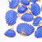 Spray Paint & Electroplate Sea Shell Pendants, with Iron Findings, Light Gold, Royal Blue, 16~26x17~28x7~10mm, Hole: 2mm