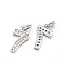 Real Platinum Plated Tone Brass Micro Pave Cubic Zirconia Number Charms, Num.7, Cadmium Free & Nickel Free & Lead Free, 11x6~7x1.5~2mm, Hole: 2mm