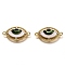 Brass Micro Pave Clear Cubic Zirconia Links Connectors, Long-Lasting Plated, with Enamel, Real 18K Gold Plated, Eye, Green, 12x23.5x2.4mm, Hole: 1.5mm