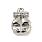 Brass Micro Pave Clear Cubic Zirconia Pendants, Platinum, 12x8x2.5mm, Hole: 1.3mm