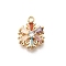 Christmas Brass Micro Pave Cubic Zirconia Charms, Cadmium Free & Nickel Free & Lead Free, Snowflake, Real 18K Gold Plated, Colorful, 13x10x3.5mm, Hole: 1mm