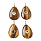 Natural Tiger Eye Pendants, Teardrop Charms with Brass Micro Pave Cubic Zirconia Findings, Golden, The Color Of Zircon Is Random, 31x18x7mm, Hole: 3x2mm