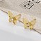 Brass Butterfly Stud Earrings, with Clear Cubic Zirconia, Lead Free & Cadmium Free, Long-Lasting Plated, Rack Plating, Real 18K Gold Plated, 9x11mm