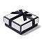 Paper Jewelry Set Box, with Black Sponge with Bowknot, for Necklaces and Earring, Square, White, 7.2x7.3x3.2cm