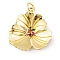 Rack Plating Brass Micro Pave Cubic Zirconia Pendants, with Jump Rings, Long-Lasting Plated, Lead Free & Cadmium Free, Golden, Flower, Colorful, 22x20.5x3.5mm, Hole: 3mm