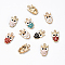 10Pcs Alloy Enamel Pendants, Owl, Golden, Mixed Color, 20x11x3.5mm, Hole: 1.6mm