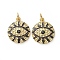 Brass Micro Pave Cubic Zirconia Pendants, with Jump Rings, Flat Round with Evil Eye, Gunmetal & Golden, 17.5x15x2mm, Hole: 3mm