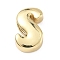 Brass Initial Beads, Real 18K Gold Plated, Long-Lasting Plated, Rack Plating, Lead Free & Cadmium Free, Letter S, 21.5x13.5x6.5mm, Hole: 8.5x4mm