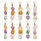 Copper Wire Wrapped Natural Gemstone Pendants, Nugget Charms, Golden, 35~41x9~10x8~8.5mm, Hole: 3.5~3.8mm, 10pcs/set