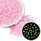 FGB Grade A Transparent Glass Seed Beads, Rondelle, Luminous Glow in the Dark, Center Dyed, Faceted, Hot Pink, 4x3mm, Hole: 1.2~1.6mm, about 6081pcs/pound